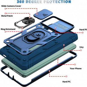 Set de husa si 2 folii de protectie pentru Samsung Galaxy S20 FE 5G/4G/2022 YNMEacc, poliuretan/sticla securizata, transparent/albastru, 6,5 inchi - Img 5