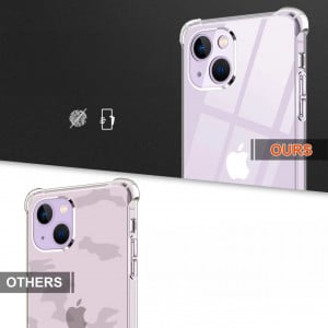 Set de husa si 3 folii de protectie pentru IPhone 14 Ynmeacc, sticla securizata/silicon, transparent, 6,1 inchi