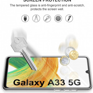 Set de husa si 3 folii de protectie pentru Samsung Galaxy A33 5G YNMEacc, silicon/sticla securizata, transparent - Img 6