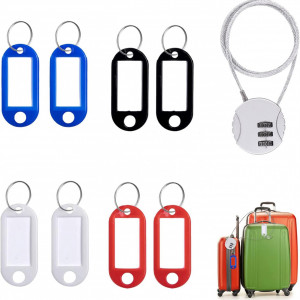 Set de incuietoare cu cifru si 8 etichete pentru bagaje Kiuiom, plastic/metal, multicolor, 50 x 3,8 cm 