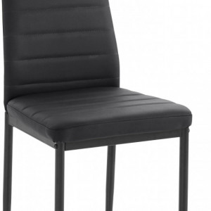 Set de living Danny/Sandy 4 scaune si o masa, sticla/metal, piele sintetica/metal, negru/negru - Img 4