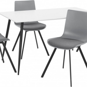 Set de living Dino 1 - Lucky, 4 scaune si o masa, gri/alb, 140 x 80 x 75 cm - Img 5