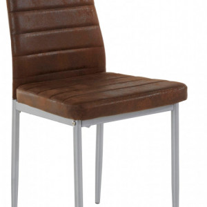 Set de living Lynn/Kate, 4 scaune si o masa, alb prespalat/maro, 120 x 80 x 75 cm - Img 4
