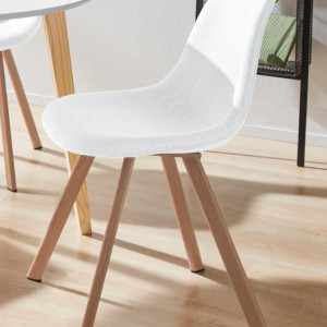 Set de living Veneto / Cody masa + 4 scaune, MDF/tesatura, alb, diamentru 105 cm - Img 4