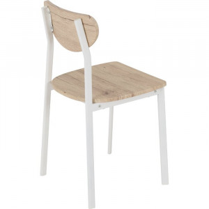 Set de masa cu 2 scaune Rosalie, lemn/ metal, maro deschis/ alb - Img 6