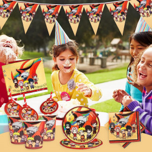Set de masa festiva pentru copii Yisscen, hartie, multicolor, 52 bucati - Img 3