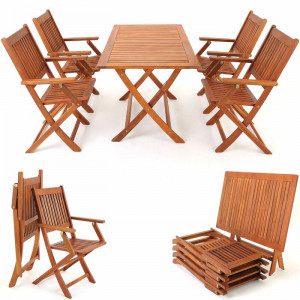 Set de masa si 4 scaune de gradina Aragon, lemn de salcam - Img 2