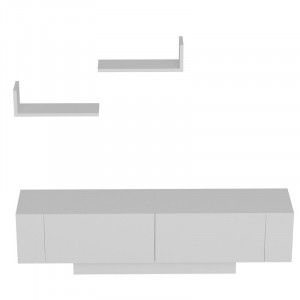 Set de mobilier pentru living Brodii, PAL, alb, 150 x 40 x 31,5 cm - Img 1