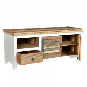 Set de mobilier pentru living Camerton, lemn masiv, maro/alb - Img 3