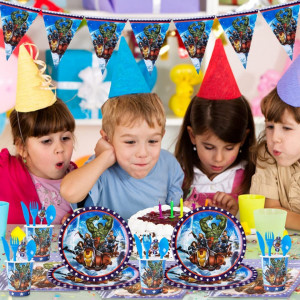 Set de petrecere animat pentru copii BESTZY, hartie, multicolor, 48 piese - Img 2