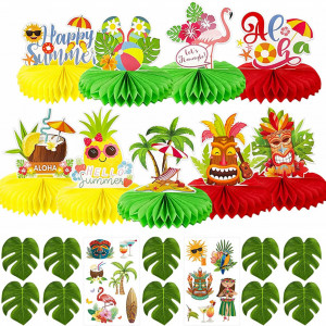 Set de petrecere cu tematica Hawaii BMHNQ, multicolor, hartie/matase, 21 piese - Img 1
