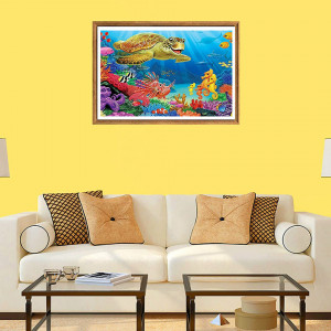 Set de pictura cu diamante Bimkole, model animale de mare, multicolor, 40 x 50 cm - Img 1