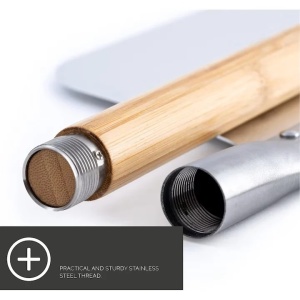 Set de pizza, lopata din aluminiu 30.5 x 85 cm, piatra de copt 38 x 30 cm, DOLCE MARE, Alb, Resigilat, Grad A - Img 3