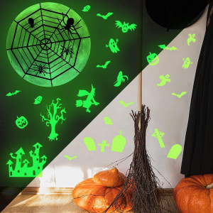 Set de stickere fosforescente pentru Halloween Buer Homie, vinil, verde - Img 6