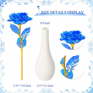 Set de trandafir cu vaza  Childom, plastic, albastru/auriu,  25 cm