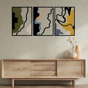 Set decoratiuni de perete Re-Bloom, 3 piese, metal, multicolor, 118,5 x 54,5 cm - Img 3