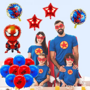 Set decoratiuni pentru petrecere Smileh, model Spider Man, folie/latex, multicolor, 17 piese