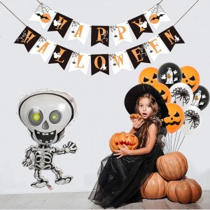 Set decoratiuni pentru petrecerea de Halloween JAHEMU, folie/latex, multicolor, 22 piese - Img 5