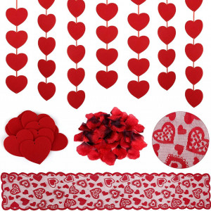 Set decoratiuni pentru Valentine's Day Kesote, textil, rosu, 2004 piese - Img 1