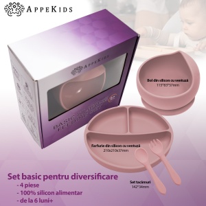 Set Diversificare, AppeKids, 100% Silicon, Basic - Old Rose - Img 2