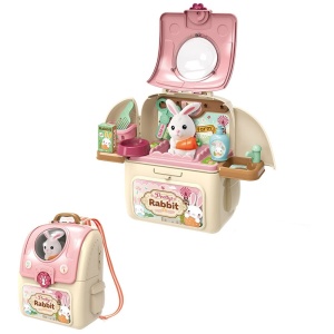 Set ghiozdan jucarie 2 in 1 Rovo 968, Iepuras, Accesorii incluse - Img 6