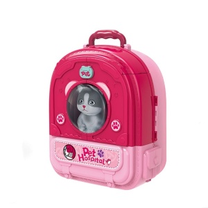 Set ghiozdan jucarie 3 in 1 Rovo 997-2, Spital Pisica, Veterinar, 59 piese - Roz - Img 5