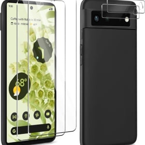 Set husa, 2 folii pentru ecran si 2 protectii camera pentru Google Pixel 6 Yirsur, sticla securizata/TPU, transparent, 6,4 inchi