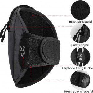 Set husa de telefon tip banderola pentru alergare/antrenament si prosop CYchen, nailon, negru/verde, compatibil cu telefoanele de pana la 6,5 inchi - Img 3