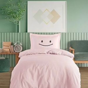 Set husa pilota + fata de perna, 65% bumbac/35% poliester, 135x200 cm + 80x80 cm, lavabil 30°C, roz - Verificat A · Re-Bloom