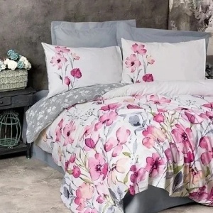 Set husa pilota + fata de perna, bumbac ranforce 100%, 135x200 cm + 80x80 cm, multicolor - Verificat A · Re-Bloom
