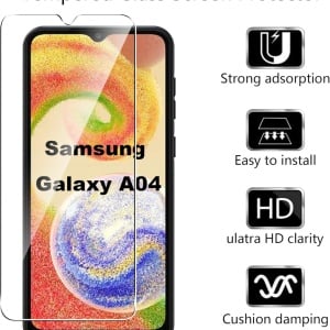 Set husa si 2 folii pentru Samsung Galaxy A04 Tieeyivv, TPU/sticla securizata, negru/transparent, 6,5 inchi