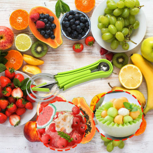 Set instrumente de sculptura in fructe Cisolen, plastic/otel inoxidabil, verde/argintiu, 21,2 x 7,5 cm/20,1 x5,4 cm/ 19,4 x 2,8 cm - Img 6