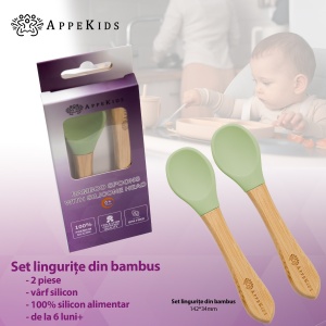 Set Lingurite din bambus, AppeKids - Raw Green - Img 2