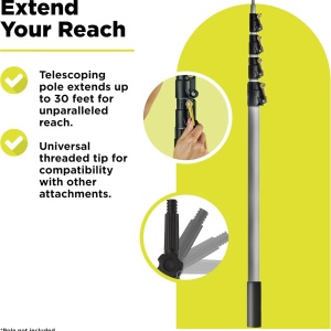 Set maner telescopic si 3 perii DocaPole, microfibra/plastic/aluminiu, galben/negru/argintiu, 9,1 m - Img 2
