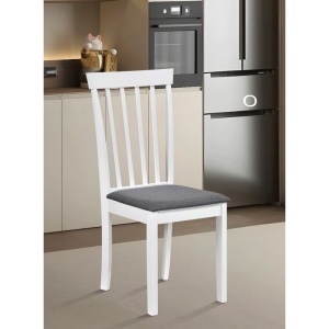 Set masa dining si bucatarie Sophia, MDF, rotunda, 90x74 cm si 4 scaune Houston, lemn, tapiterie stofa, alb - Img 4