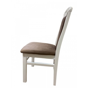 Set masa living SB Nork alba plus 6 scaune SB Tim alb/maro, 74x90x160/200 cm - Img 4