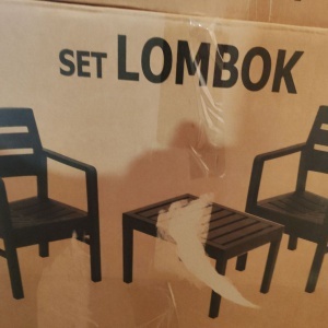 Set mobilier terasa/gradina, Progarden, LOMBOK, 3 piese, polipropilena, antracit, 2 scaune 63x58x74 cm, masa 74x55x38 cm, cu perne incluse, Resigilat, Grad A - Img 2