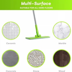 Set mop si galeata, EasyGleam, mop plat cu maner din otel inoxidabil, galeata inovatoare cu doua camere pentru utilizare umeda si uscata, 1 Rezerva, Resigilat, Grad A - Img 4