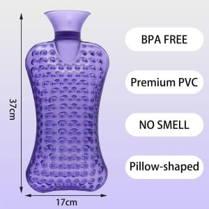 Set sticla cu husa pentru apa calda Winwild, 2L, cauciuc/textil, violet/gri, 37 x 17 cm