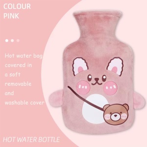 Set sticla cu husa pentru apa si o centura N/P, PVC/textil, roz, 1 L