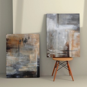 Set tablou Canvas Re-Bloom, 2 piese, panza/lemn, multicolor, 110 x 70 cm, Resigilat, Grad A - Img 3