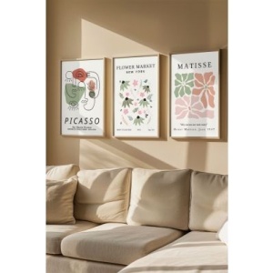 Set tablou decorativ Re-Bloom, 3 piese, lemn masiv/MDF, multicolor, 33 x 48 cm - Img 3