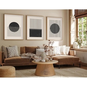 Set tablou decorativ Re-Bloom, 3 piese, lemn masiv/MDF, natur/negru, 50 x 70 cm - Img 4