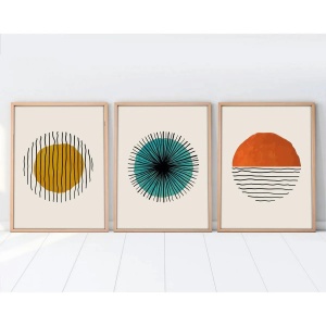 Set tablou decorativ Re-Bloom, 3 piese, MDF/lemn masiv, multicolor, 50 x 70 cm - Img 3