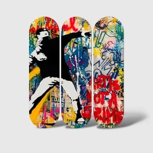 Set tablou decorativ Re-Bloom, 3 piese, MDF, multicolor, 70 x 70 cm - Img 3