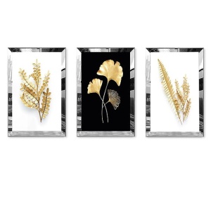 Set tablou decorativ Re-Bloom, 3 piese, MDF/plexiglas, multicolor, 50 x 70 cm
