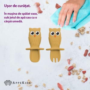 Set Tacamuri din silicon, AppeKids, OWL - Honey - Img 3