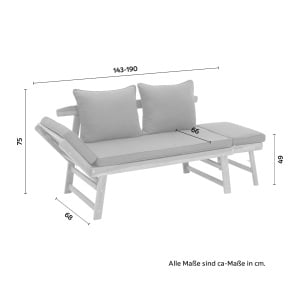 Sezlong Pia, lemn de salcam, 143-190x68x75 cm - Img 4