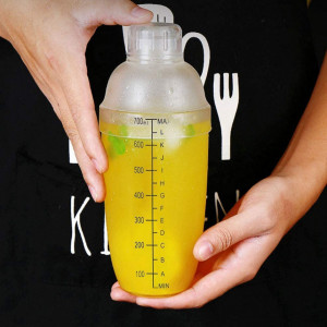 Shaker pentru cocktail Agatige, plastic, transparent, 22 x 5,5 cm, 700 ml - Img 6