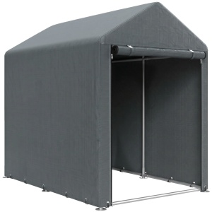 Sopron pentru unelte anti-UV Re-Bloom, otel zincat/PE, 120x179x165 cm, usa 106x126 cm, 6 carlige+6 suruburi+15 franghii incluse, gri inchis - Verificat A · Re-Bloom